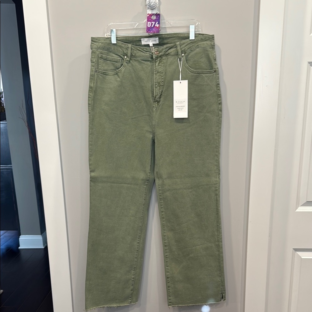 Green Flare Wide Leg Jeans Earthy Style